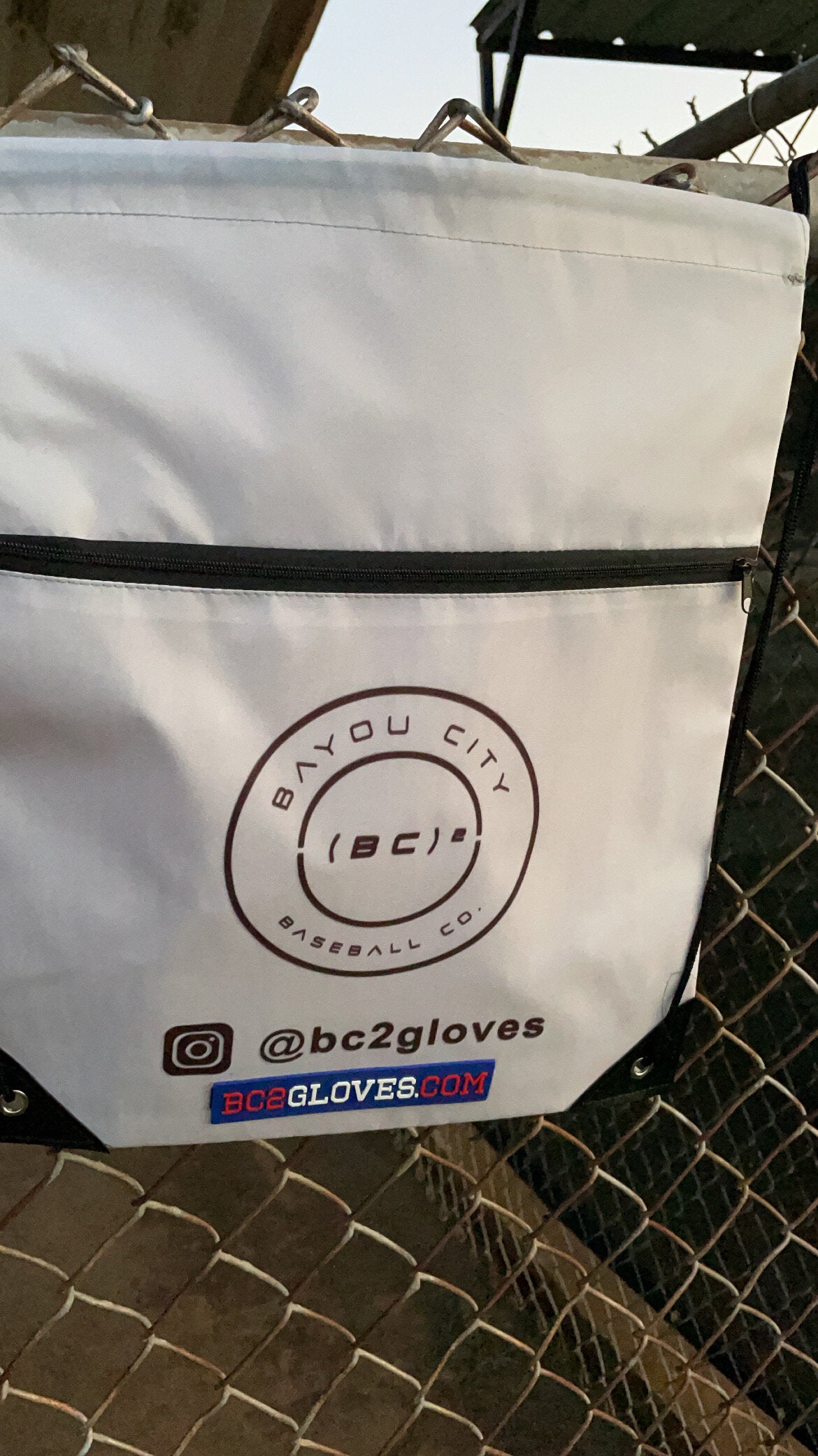 Gray Drawstring Bag with Circular BC2 Logo